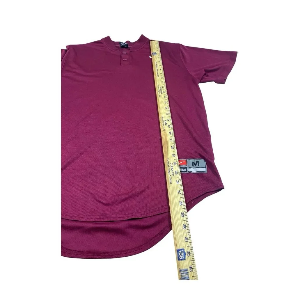 VTG Nike Team Henley Shirt Mens MED Maroon Short Sleeve Athletic Baseball Swoosh